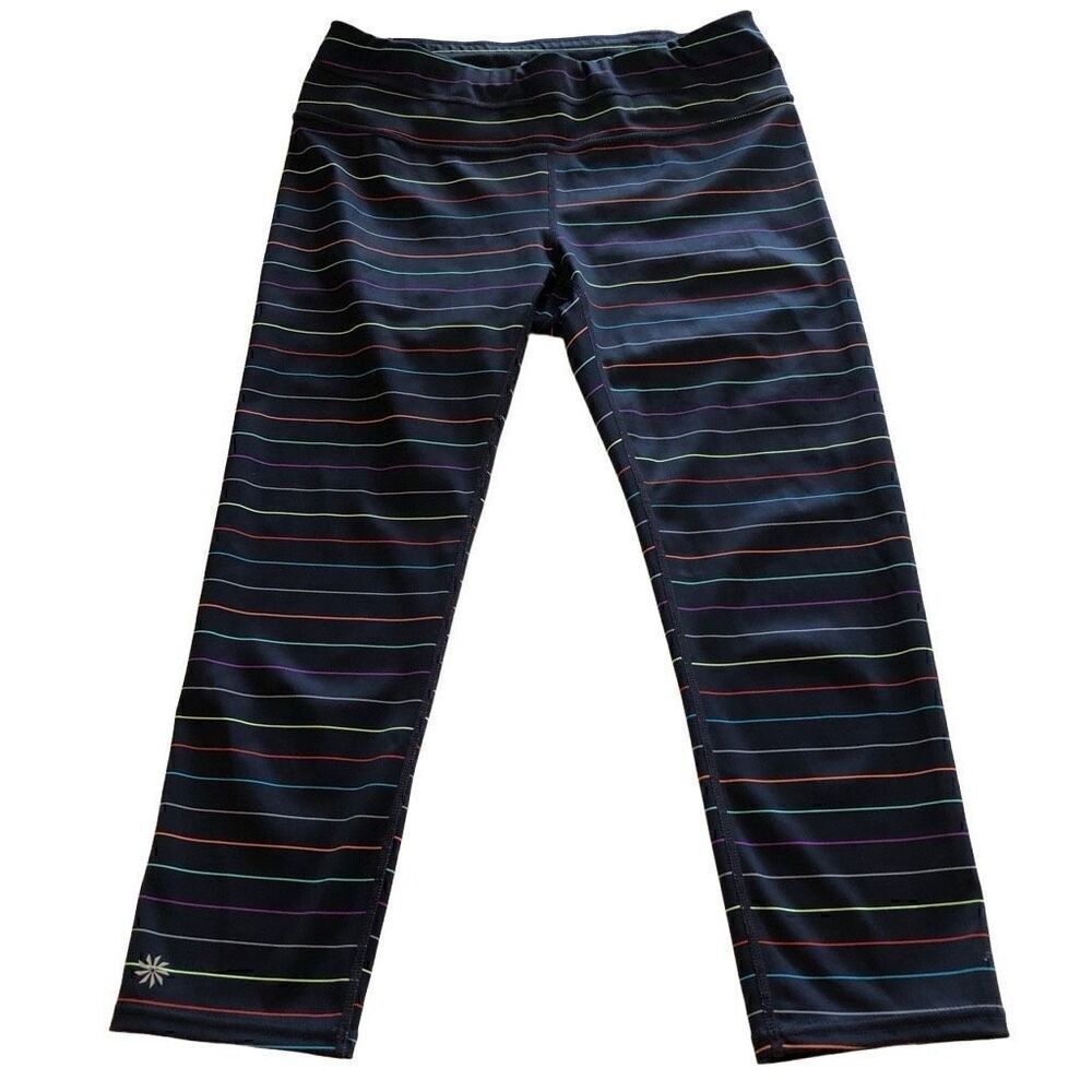 Athleta‎ Sonar Rainbow Stripe Cropped Athletic Leggings Size M